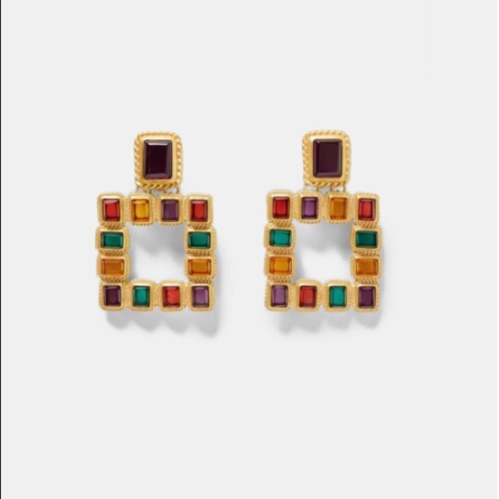 Multicolored Square Earrings